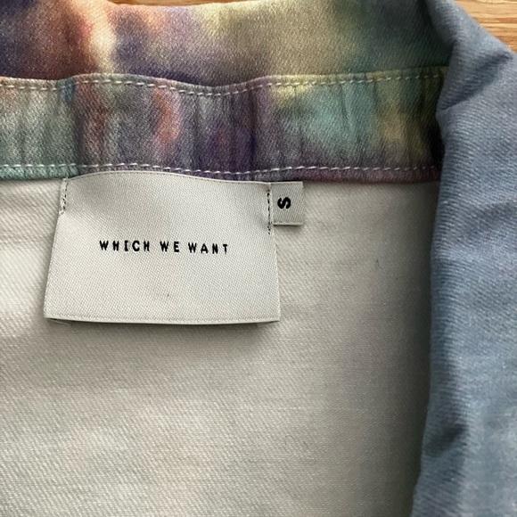 Digitally printed rainbow tie dye stretch denim jacket by Which We Want - Picture 5 of 9